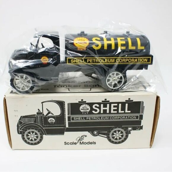 Mack Other - 1935 Mack Tanker Locking-Bank Die-Cast Model Shell Oil Truck NIB